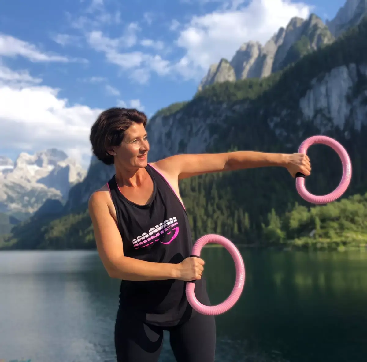 FITNESS-TOP - SCHWARZ-PINK | Damen